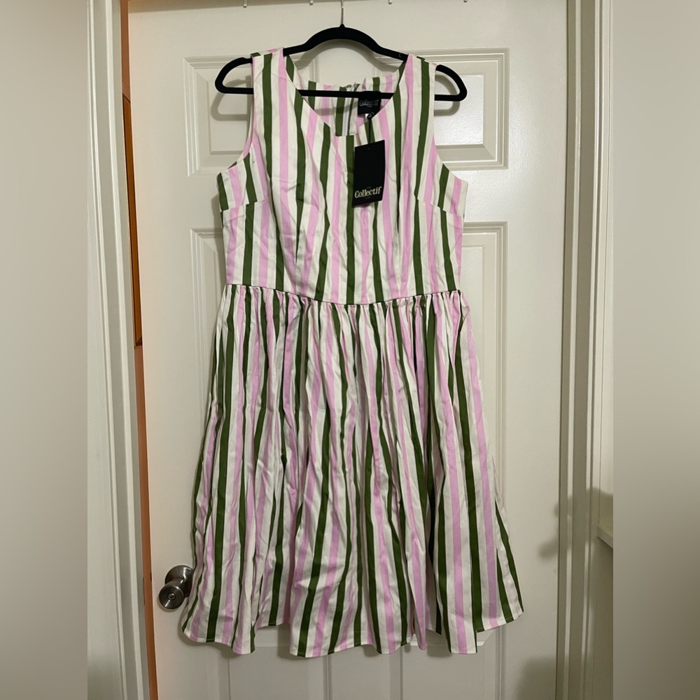 Collectif Candice Strawberry Striped Swing Dress